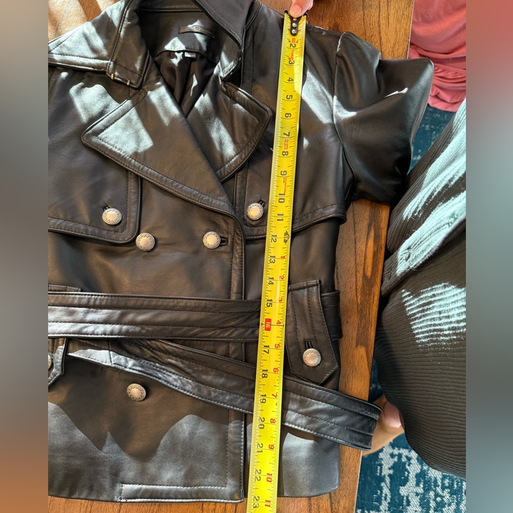 Black Double-Breasted Leather Jacket - Picture 8 of 8